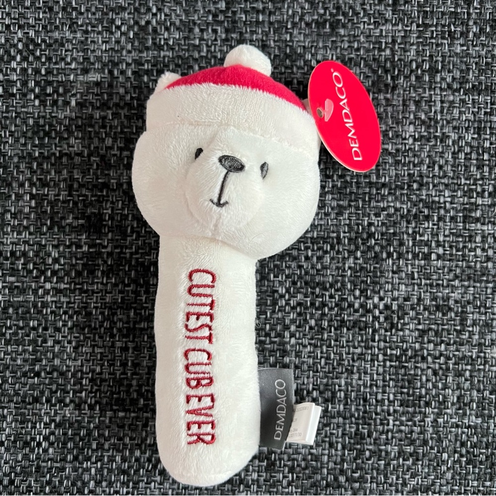NWT Demdaco Christmas Characters Baby Rattle- Polar Bear